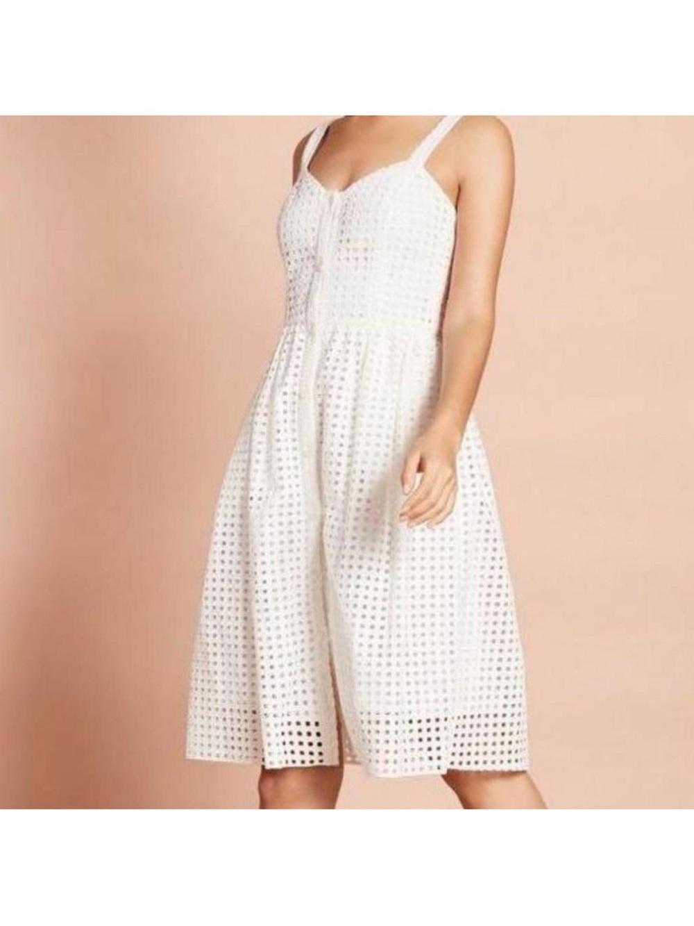 Brooks Brothers White Eyelet Midi Dress
